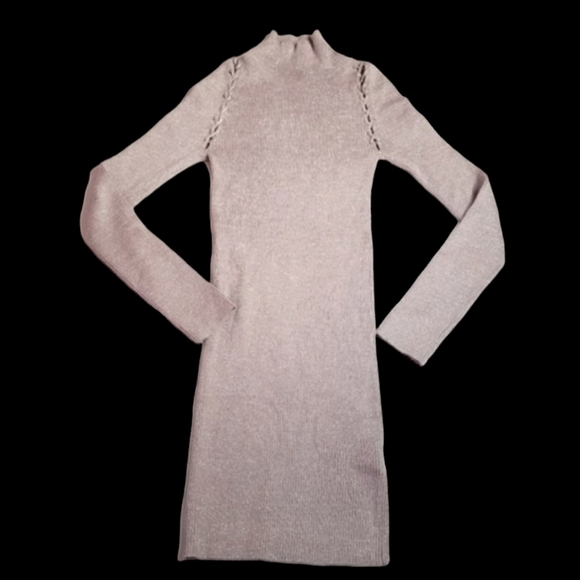 Material Girl Women's Juniors Knit Metallic Sweater Dress Fawn Junior M - Picture 8 of 9